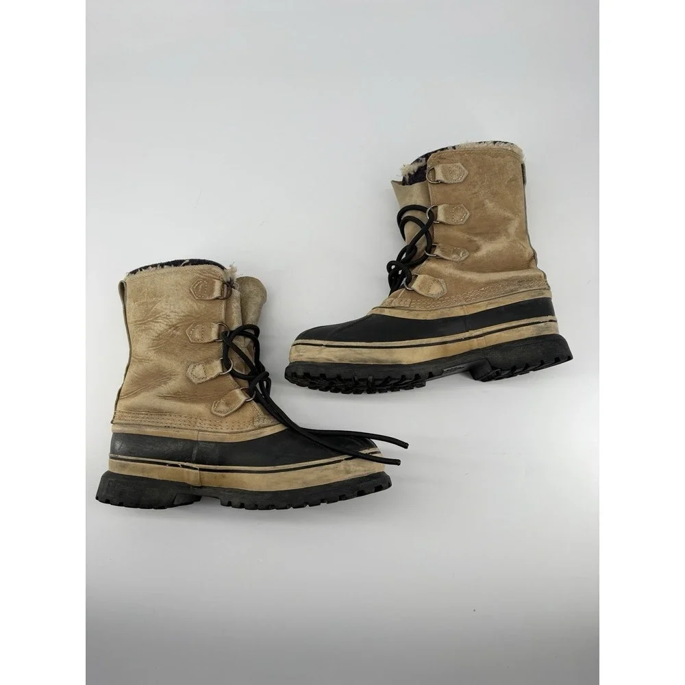 Vintage Sorel Caribou Boots Womens Size 9 Leather Waterproof MADE IN CANADA